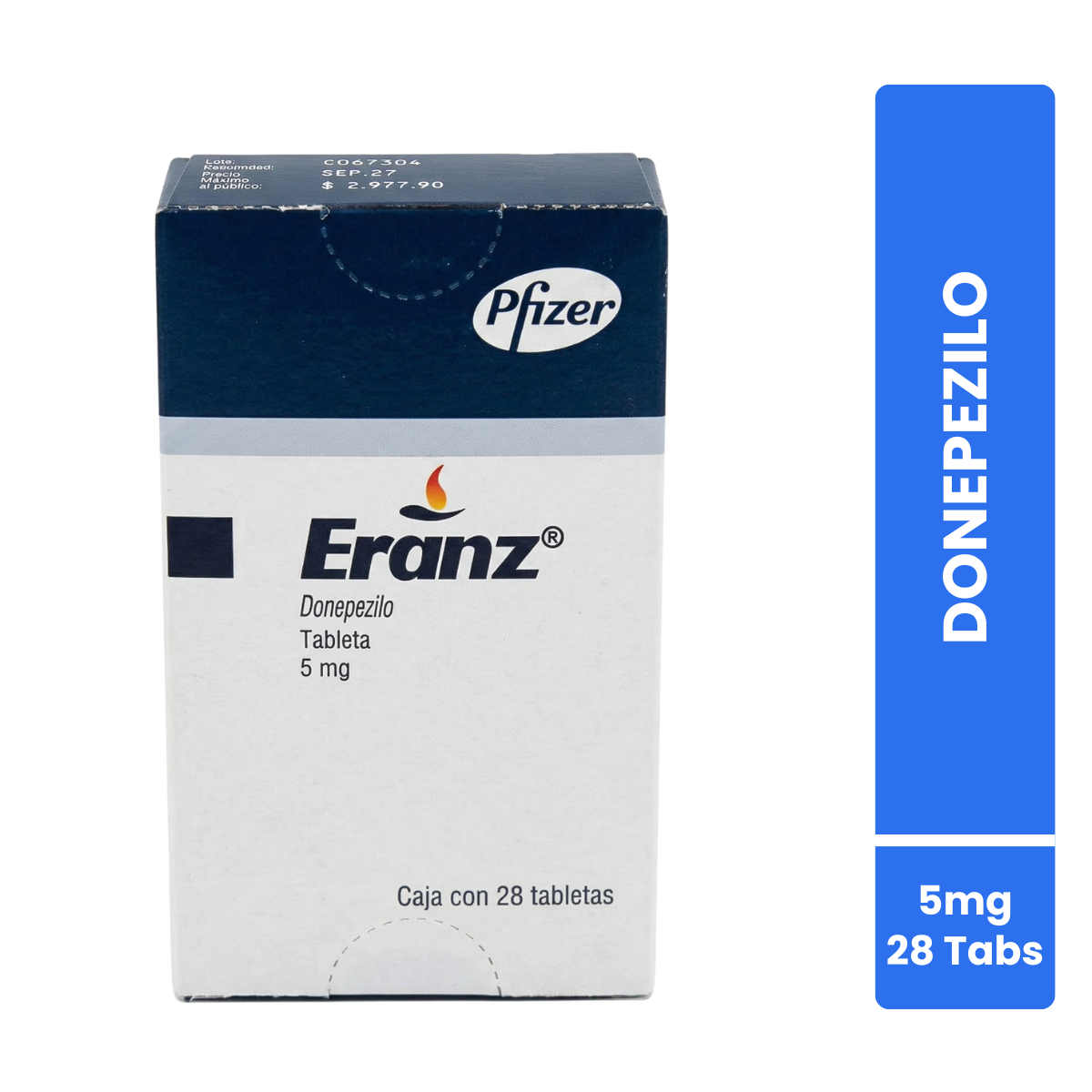 Eranz Donepezilo 5 mg Caja con 28 Tabletas Pfizer