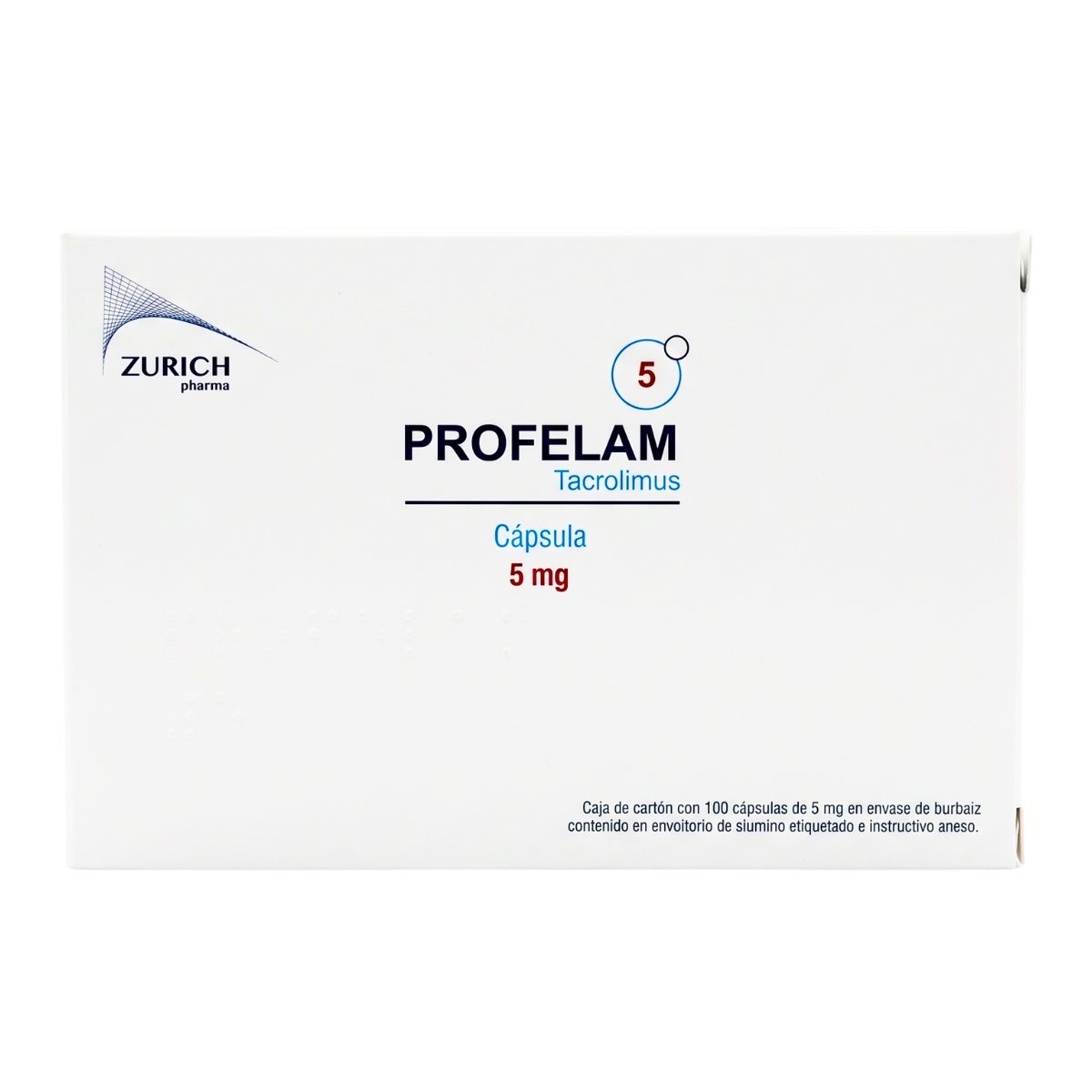 Profelam Tacrolimus 5 mg caja con 100 cápsulas Zurich