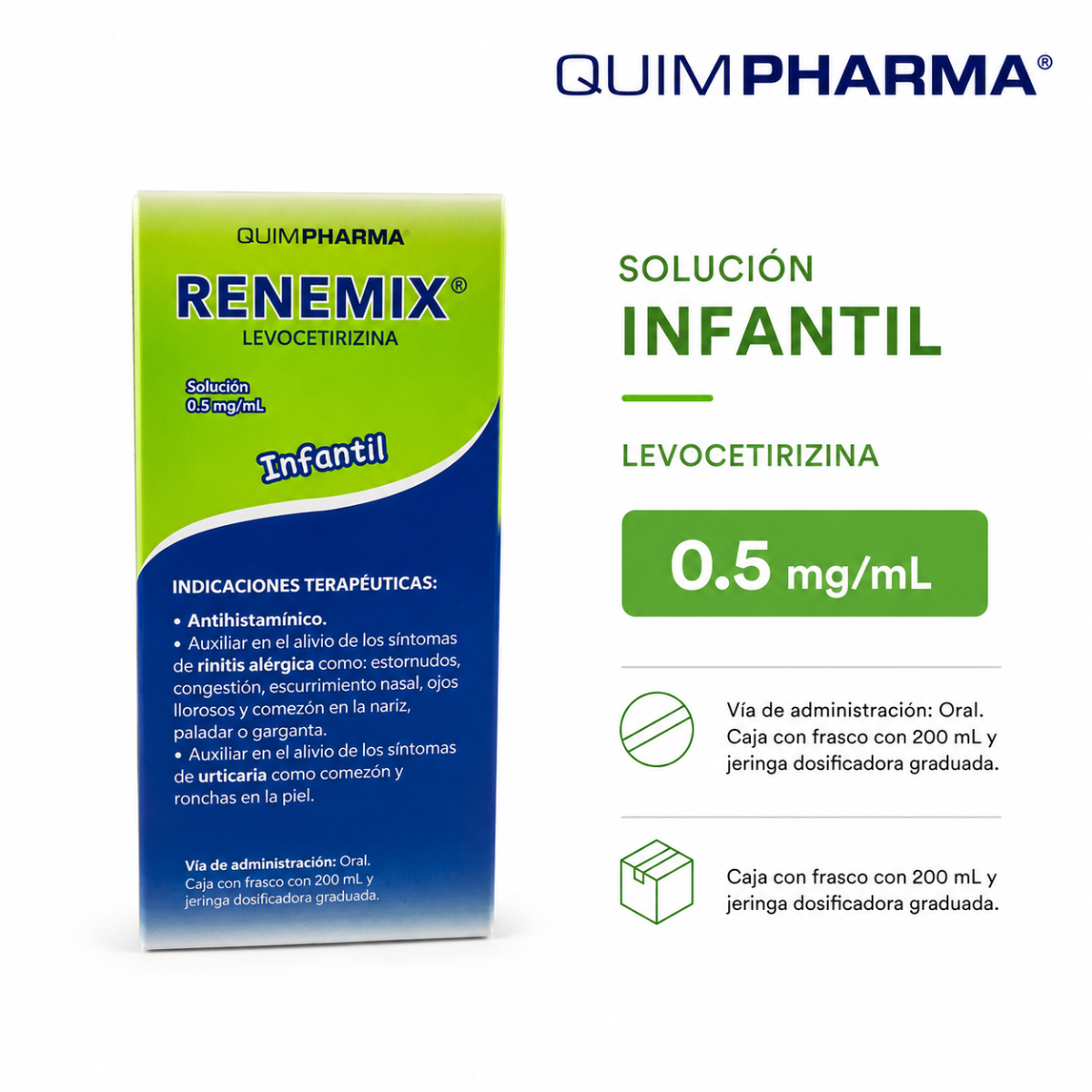 Renemix Levocetirizina infantil 0.5 mg/mL frasco con 200 mL