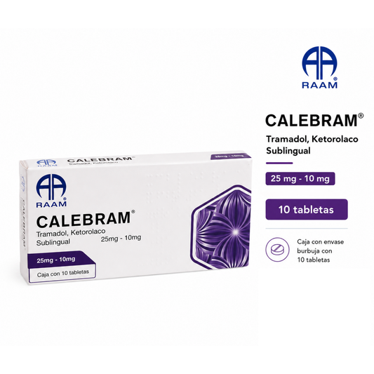 Calebram Ketorolaco 25mg 10mg con 10 Tabletas