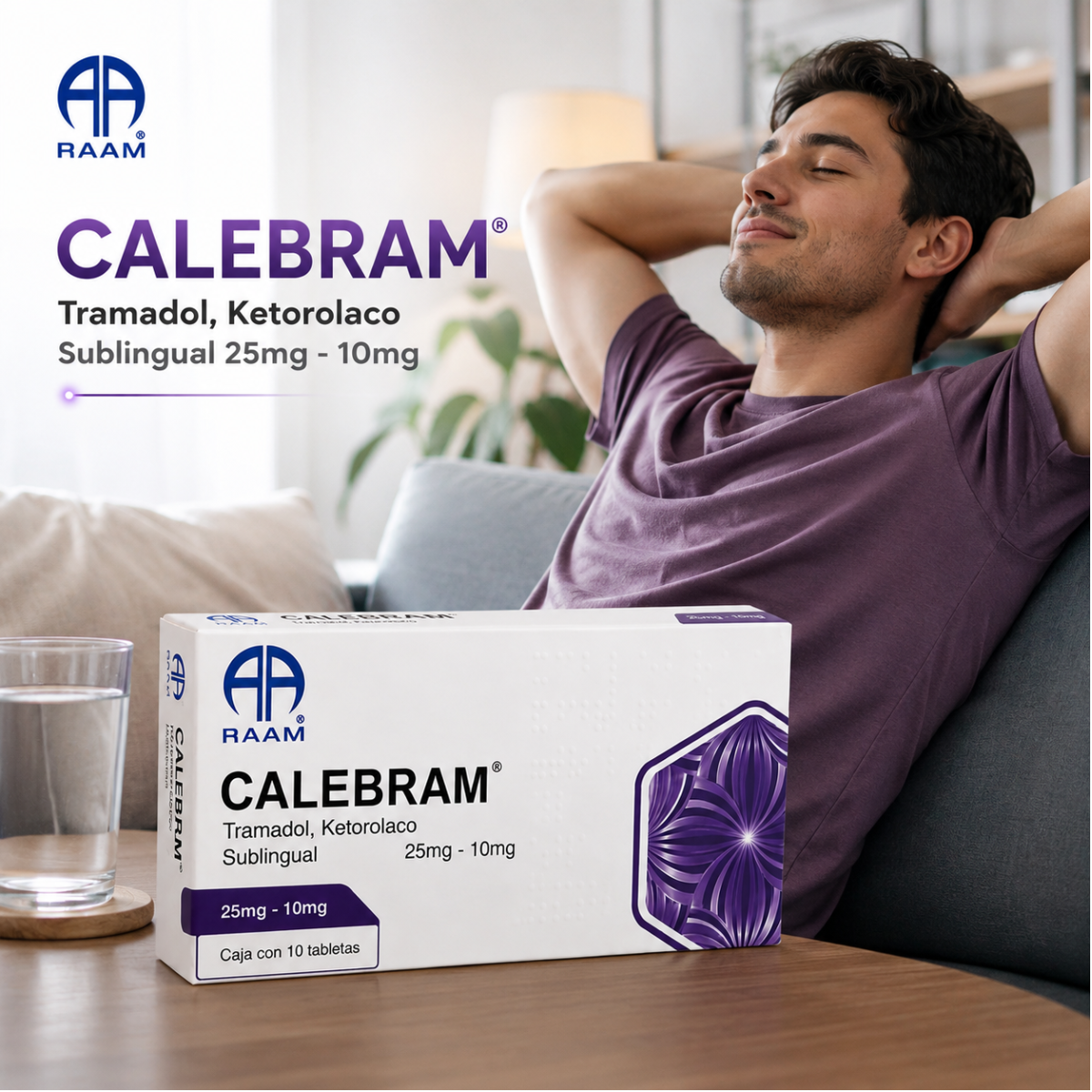 Calebram Ketorolaco 25mg 10mg con 10 Tabletas