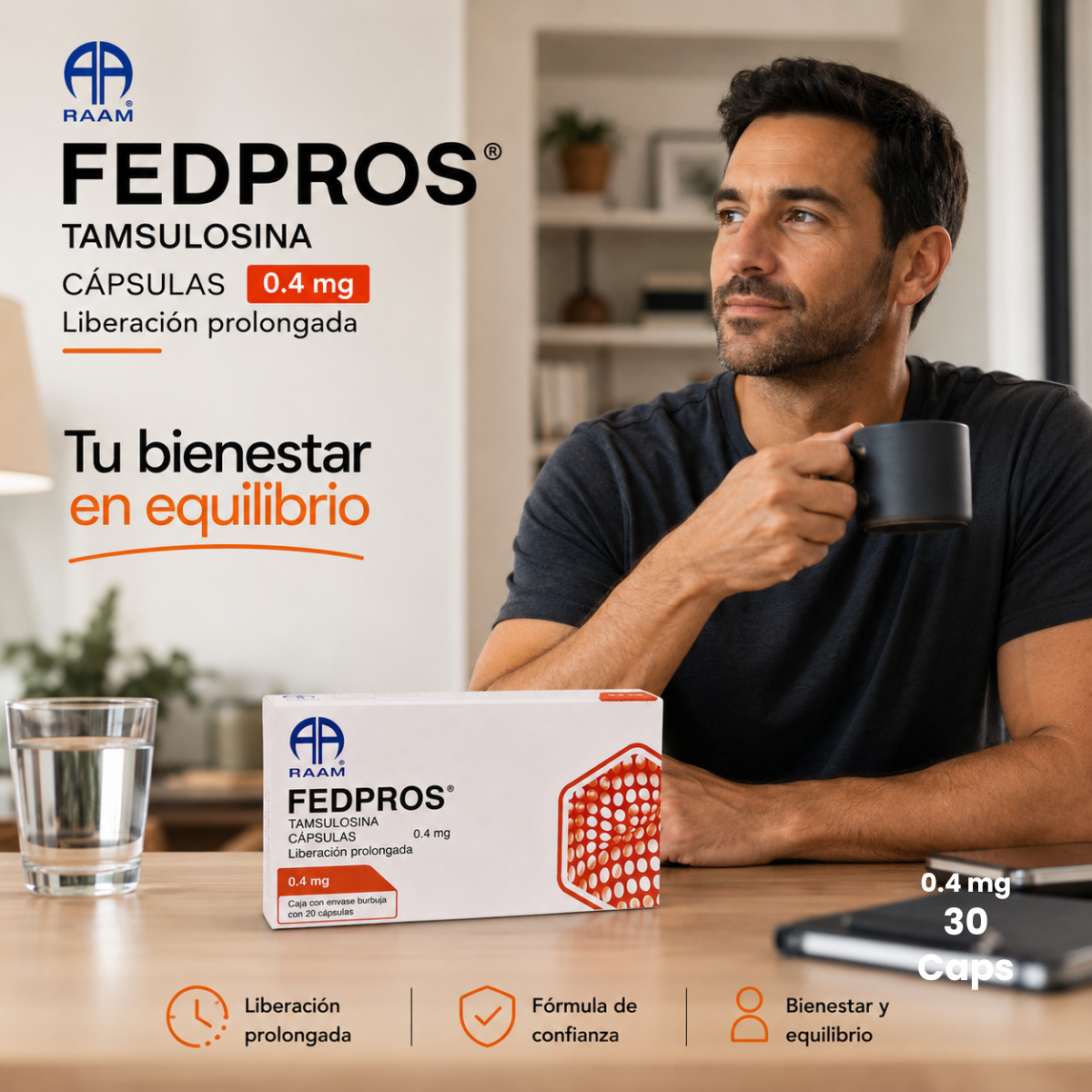 Fedpros Tamsulosina 0.4 Mg Caja Con 30 Cápsulas Raam