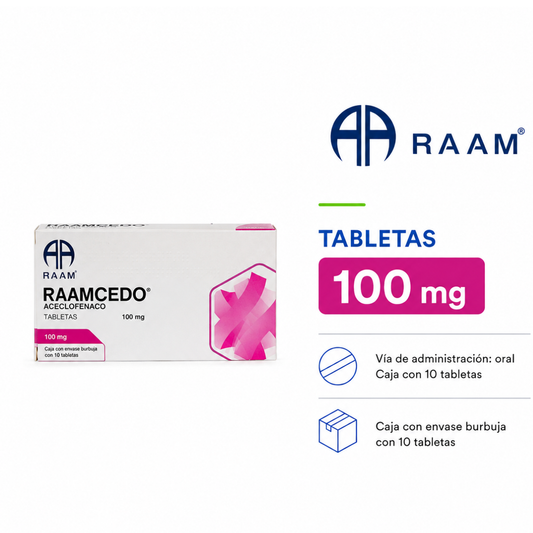 Raamcedo Aceclofenaco Raam Caja De 100 Mg Con 10 Tabletas