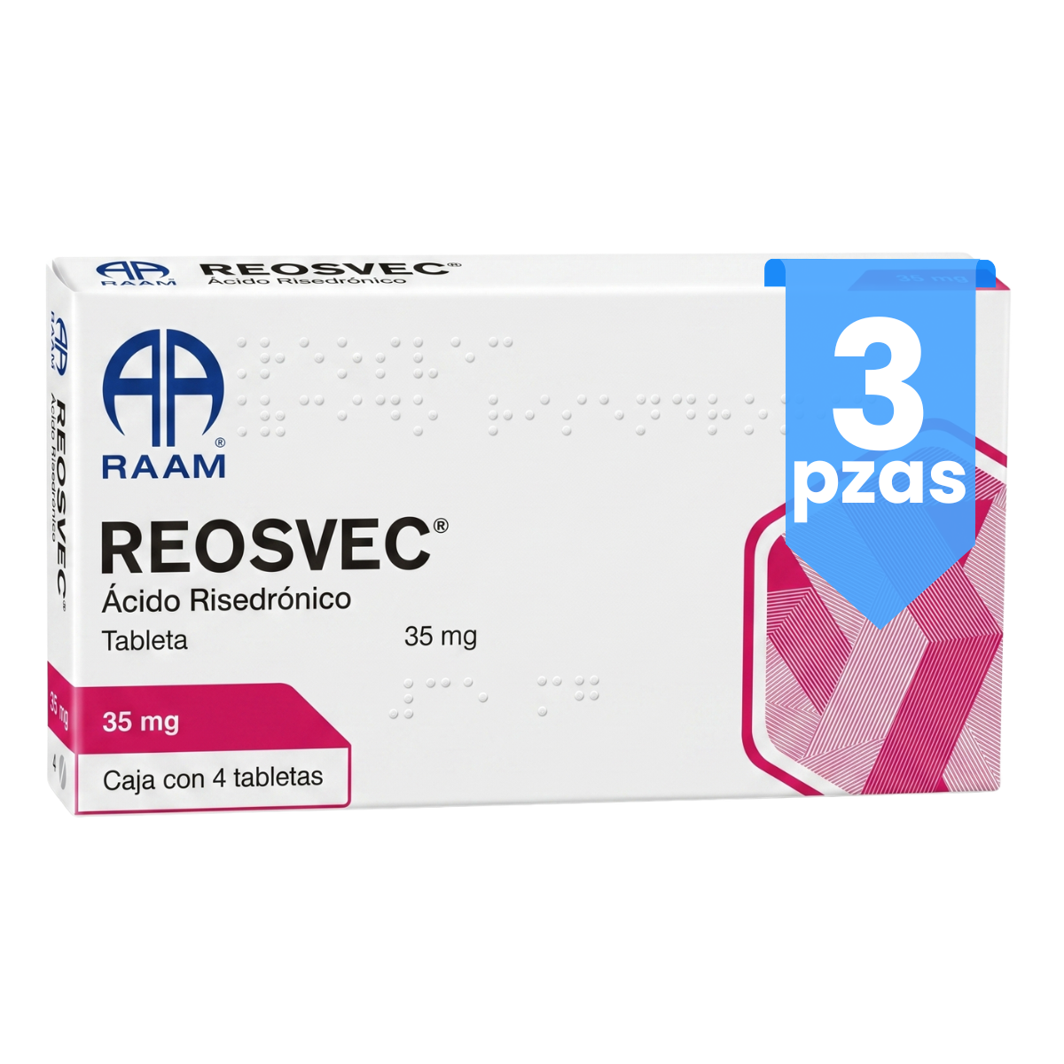 Reosvec Ácido Risedronico 35 Mg 3 Cajas Con 4 Caps C/u Raam
