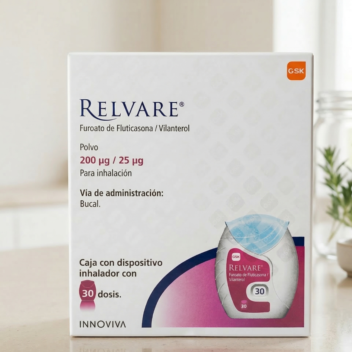 Relvare Fluticasona / Vilanterol 200 μg / 25 μg polvo para inhalacion dispositivo con 30 dosis GSK