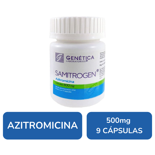 Samitrogen Azitromicina 500 Mg Frasco Con 9 Cápsulas Genética