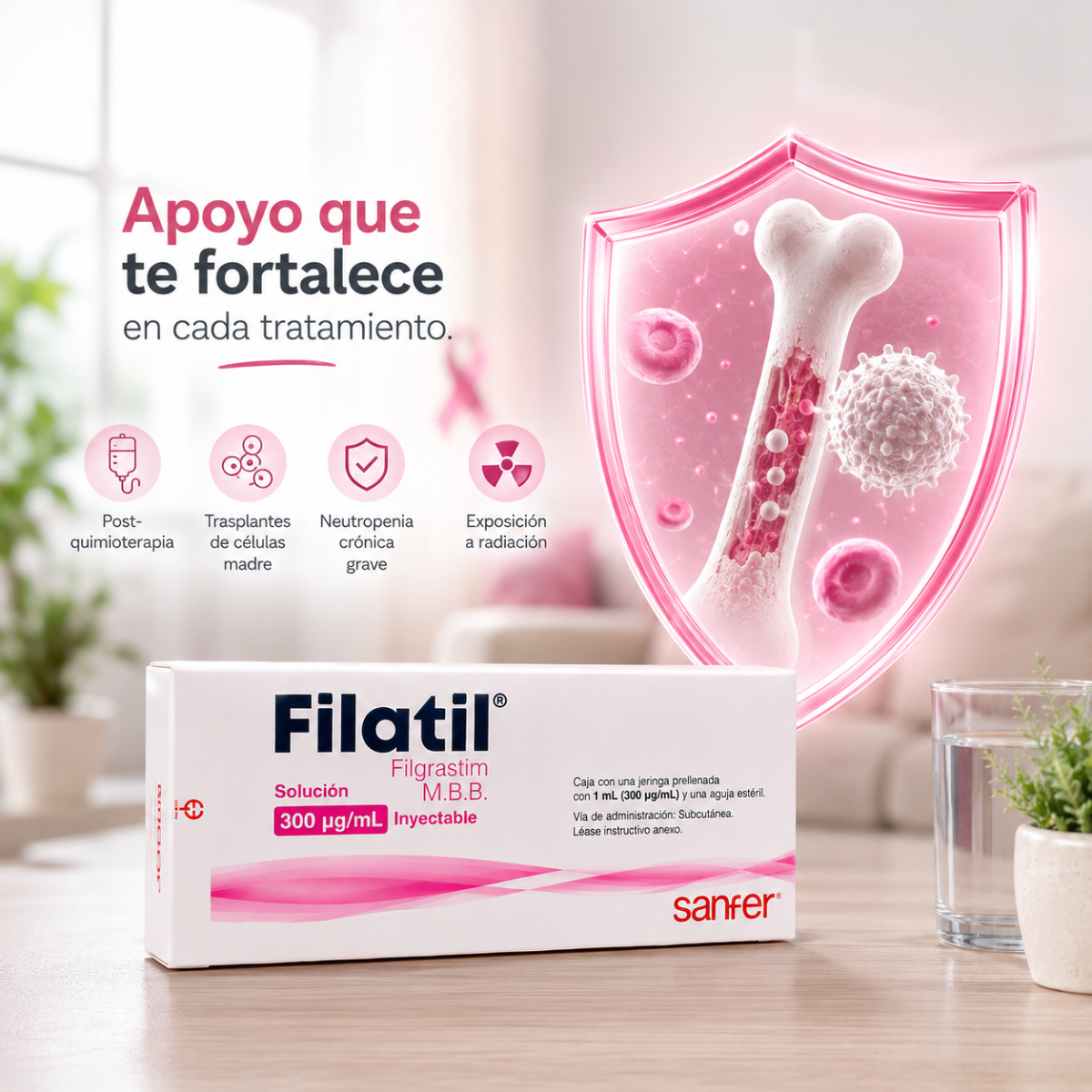 Filatil Filgrastim M.B.B. Solución Inyectable 300 Mcg con 1 mL Caja con una aguja estéril