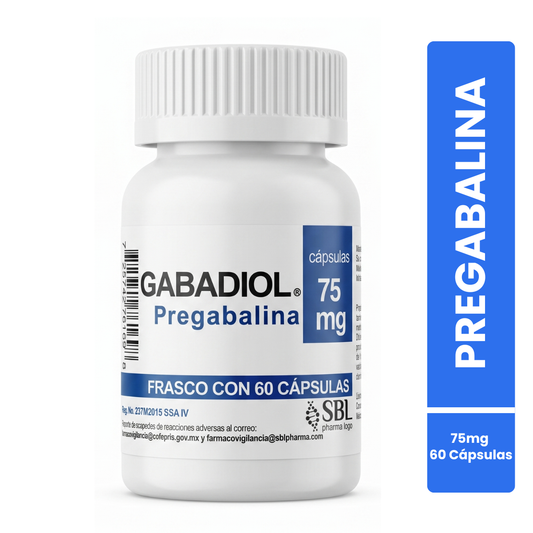 Gabadiol Pregabalina 75 Mg Frasco con 60 Cápsulas SBL Pharma