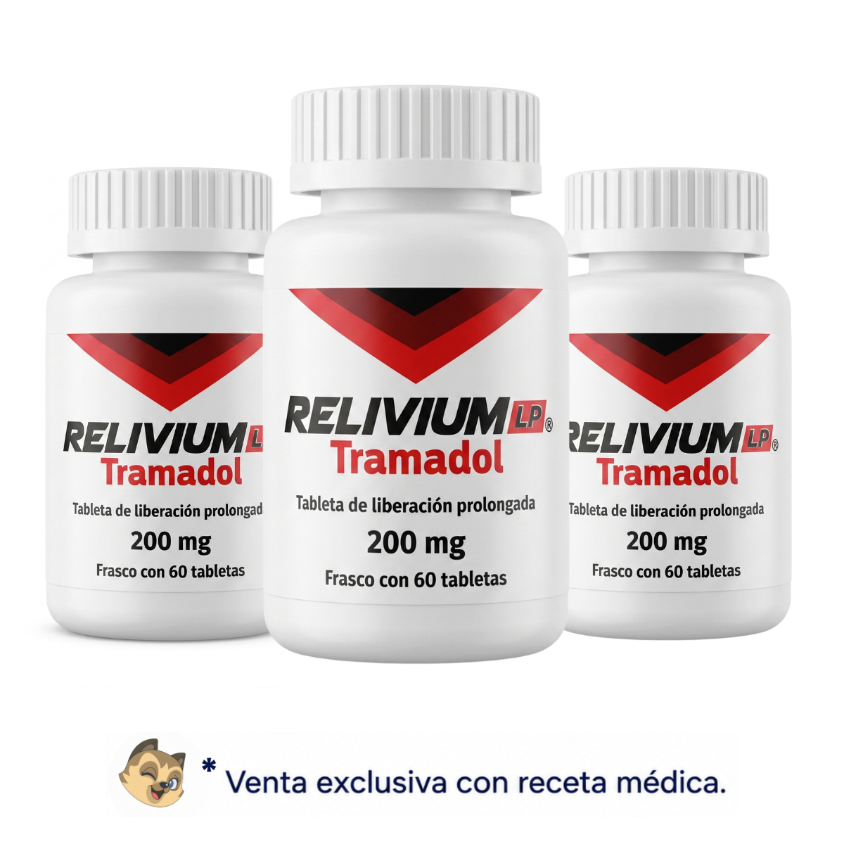 Relivium LP Tramadol Pack 3  200 Mg Frasco con 60 Tabletas c/u SBL Pharma