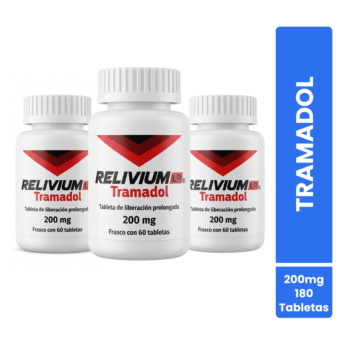 Relivium LP Tramadol Pack 3  200 Mg Frasco con 60 Tabletas c/u SBL Pharma