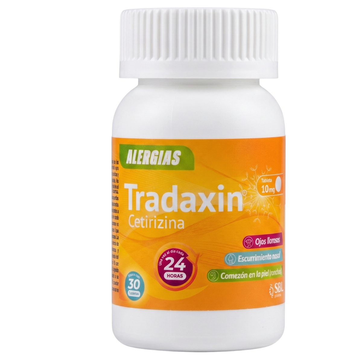 Tradaxin Cetirizina 10 Mg Frasco Con 30 Tabletas SBL Pharma
