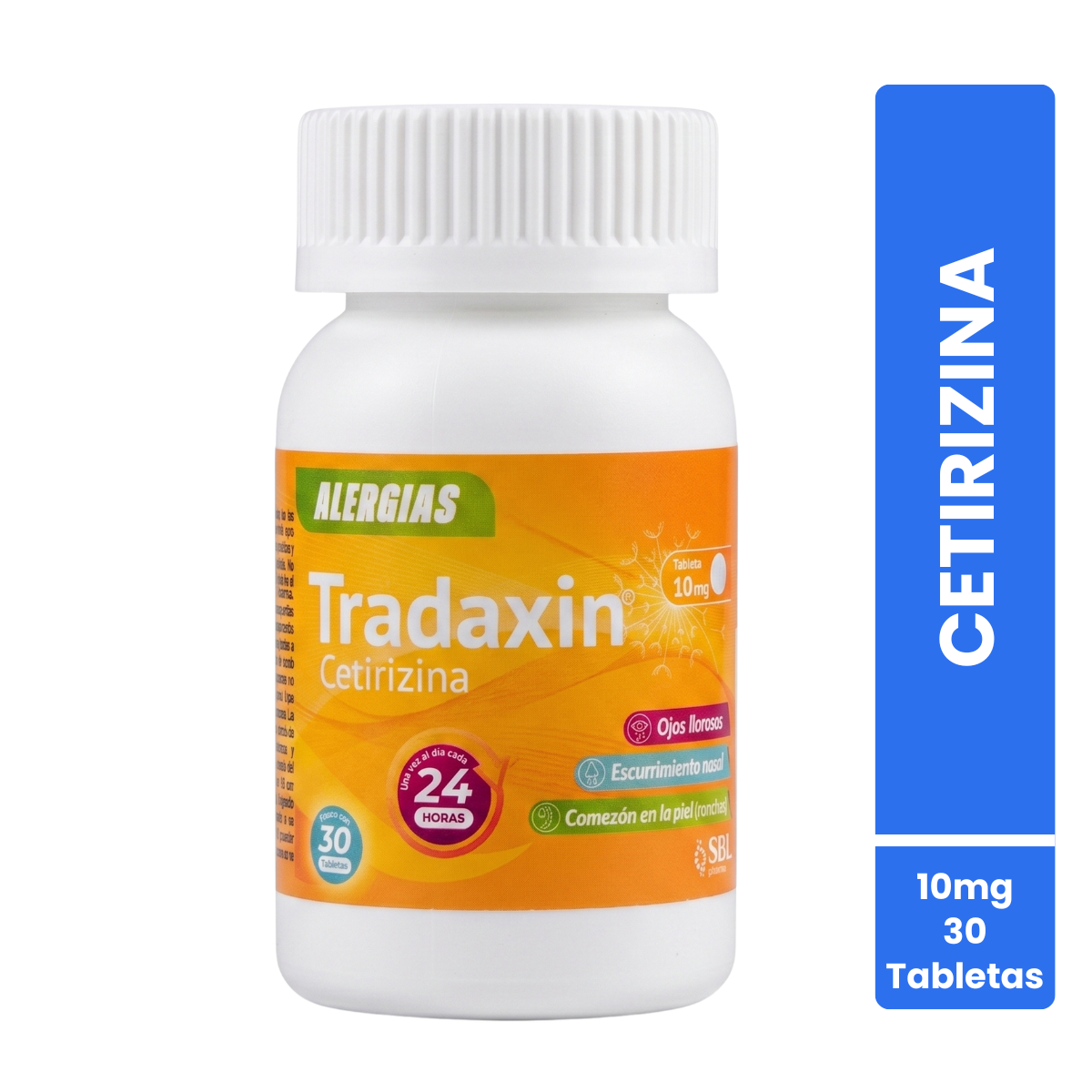 Tradaxin Cetirizina 10 Mg Frasco Con 30 Tabletas SBL Pharma