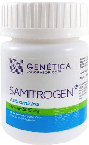 Samitrogen Azitromicina 500 Mg Frasco Con 9 Cápsulas Genética