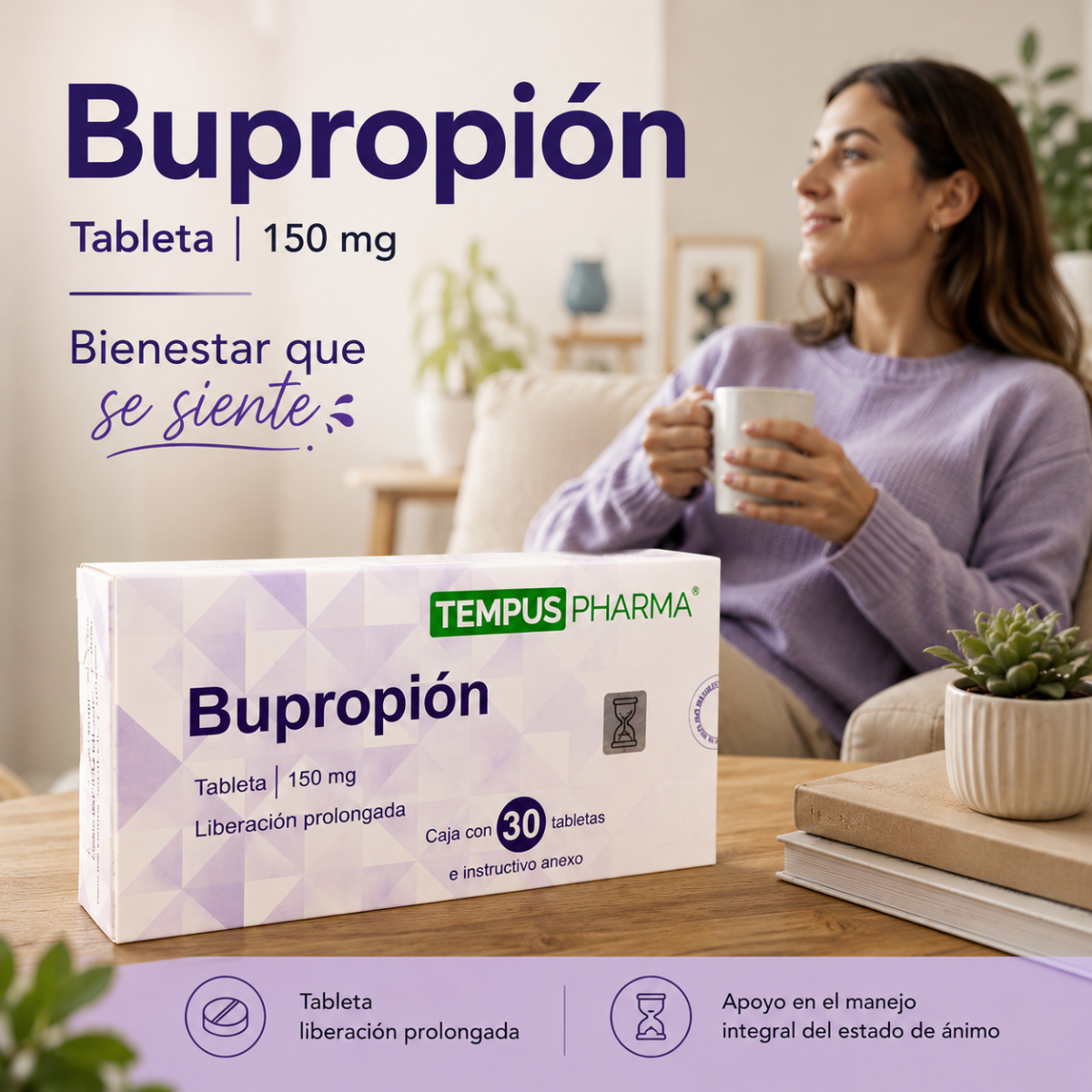 Bupropión 150mg con 30 Cápsulas Tempus pharma