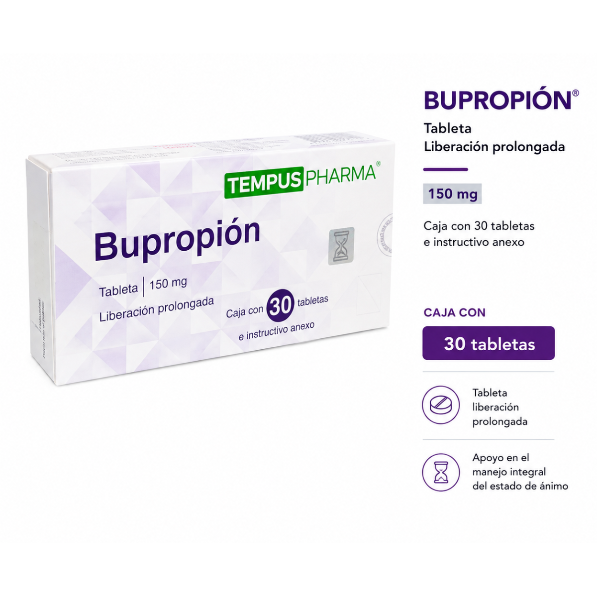 Bupropión 150mg con 30 Cápsulas Tempus pharma