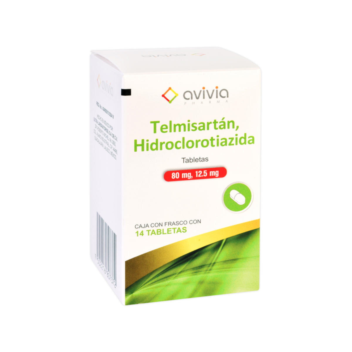 Avivia Telmisartán / Hidroclorotiazida 80 mg / 12.5 mg Frasco con 14 Tabletas