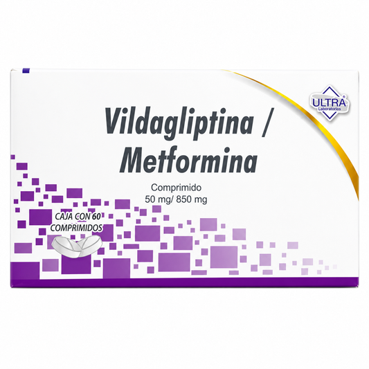 Vildagliptina / Metformina 50 mg / 850 mg Caja con 60 Comprimidos